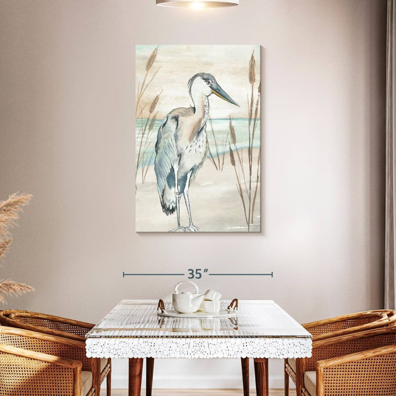 Brampt Heron By Beach Grass I, 45" H x 30" W
