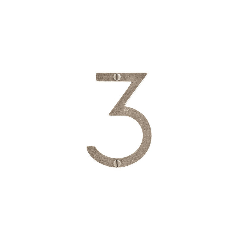 4" House Number, White Bronze Brushed, 3, 4" H x 2.81" W x 0.25" D