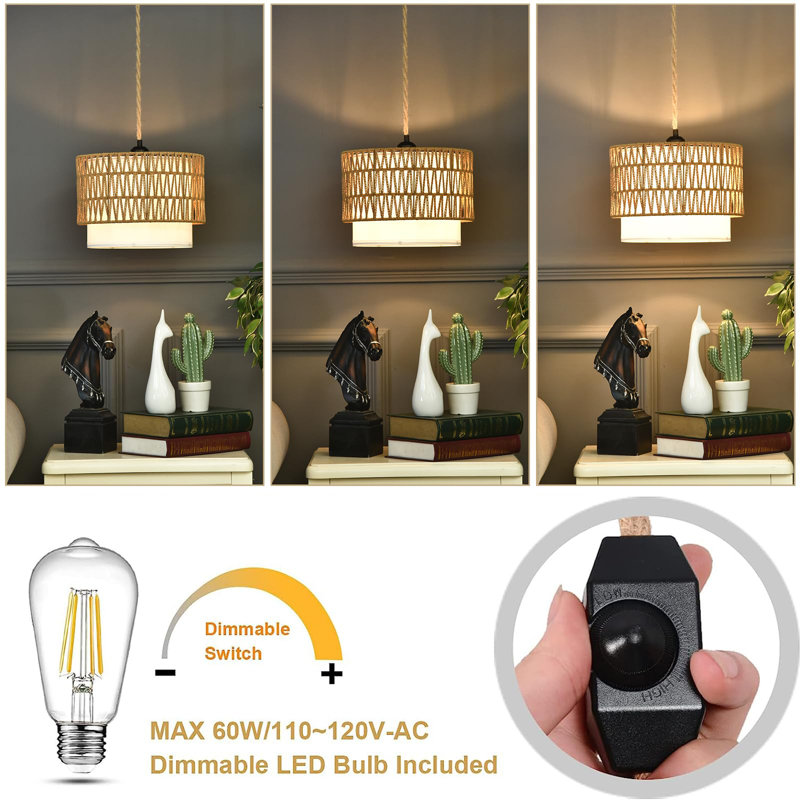 Luminaire suspendu en rotin Boho