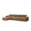 Canapé modulaire en L capitonné en velours avec repose-pieds mobile Camel, aucun assemblage requis-425447714