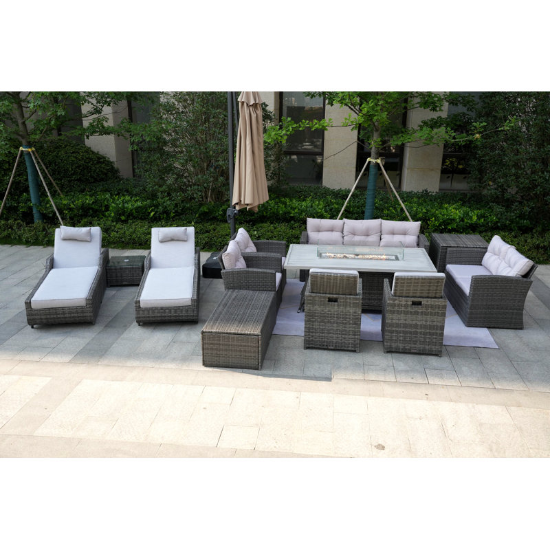 Alseepa 11 - Person Patio Conversation Set with Cushions