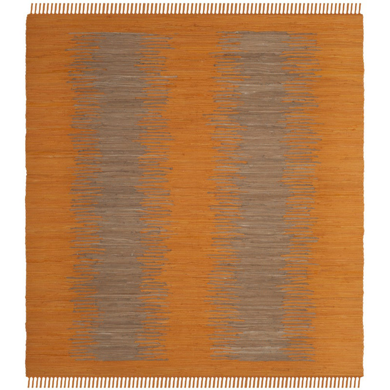 Annia Hand Woven Cotton Abstract Rug, Square 6'