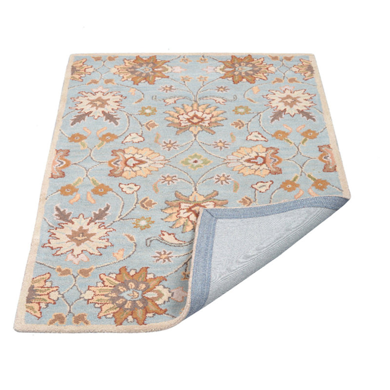 Selma Hand Tufted Wool Eco-Friendly Area Rugs - 5' X 8', Rectangle, Light Blue Color, Floral Modern Design, High Pile Thick Handmade Anti Skid Area Rugs for Living Room, Bed Room