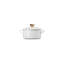 Le Creuset Stoneware Classic Round Mini Cocotte 8 Oz White Heart Gold Knob-1943022117
