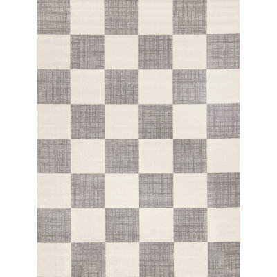 Wum Collection Gray/White Checkered Area Rug