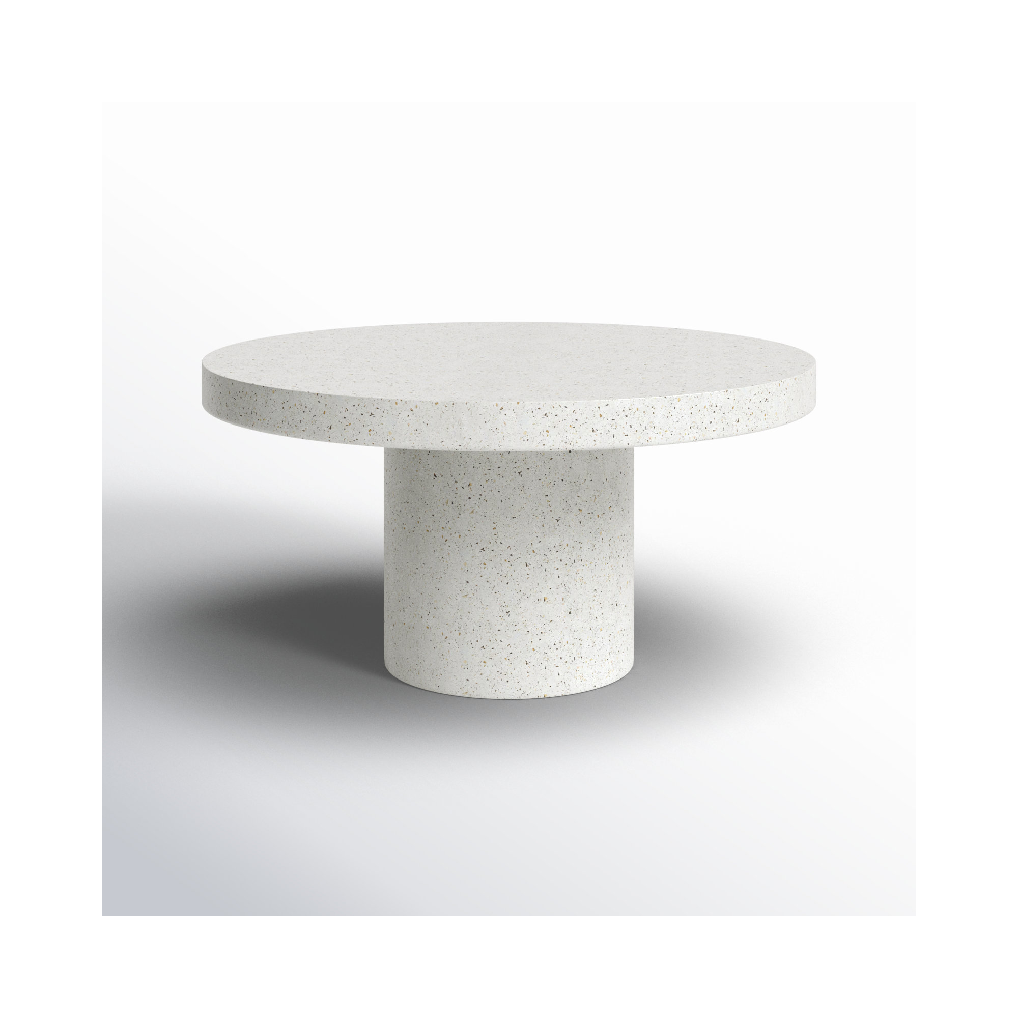 Kareen Concrete Pedestal Dining Table, Ivory Terrazzo, Dining Table (30.25" Height), 60" Round  