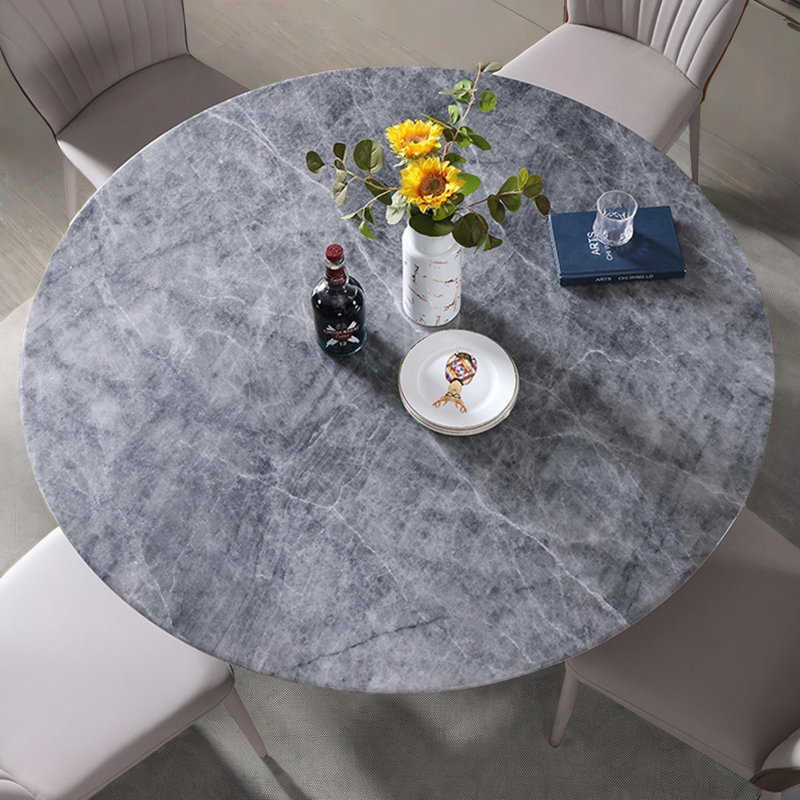 Modern Round Microlite Stone Dining Table Sets, 29.5" H x 53.1" L x 53.1" W