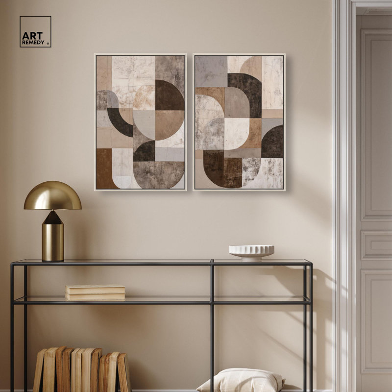 Art abstrait bohème sur toile, art abstrait, 16 x 24, H 25 po x l 17 po, Cadre argenté