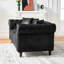 83 places en tissu High-Tech de 83 po pour le salon, le bureau, un appartement avec des coussins mi-moelleux, une structure en pin et des pieds massifs, noir, tissu Mid-Century moderne, noir, tissu, rembourrage en mousse à densité, espace principal-43100820