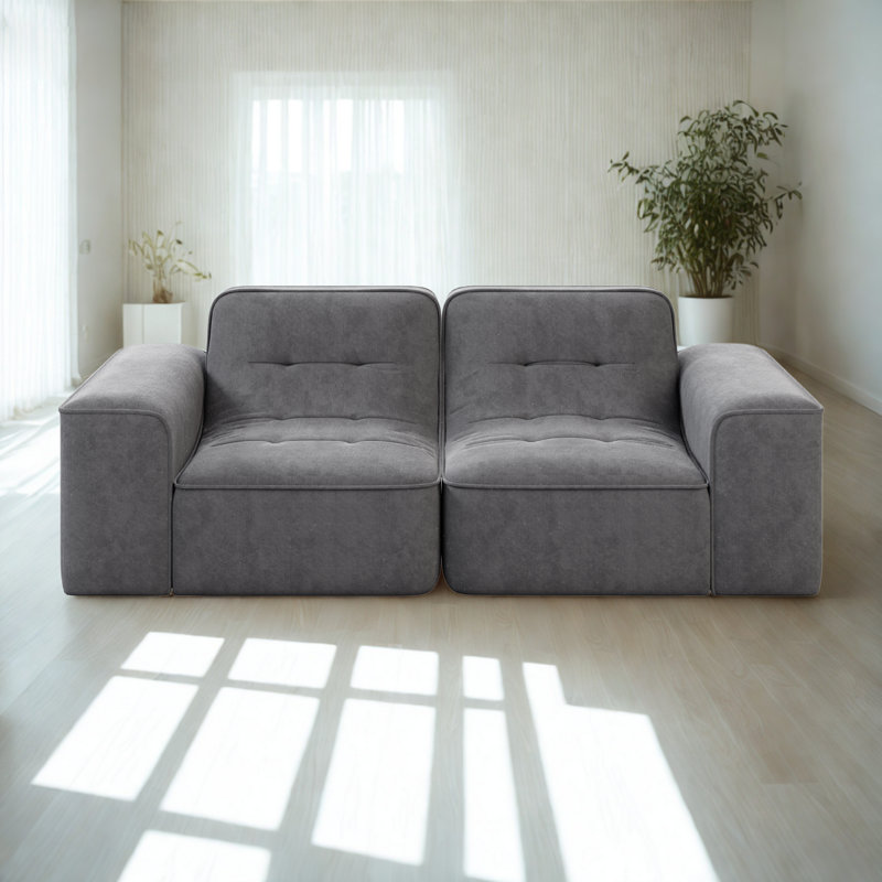 83.6" Modular Sectional 3-Seater Sofa With Tufted Design,Modern Sparkling Chenille Sofa,Deep Seat Couch For Living Room,Apartment, Office,Studio