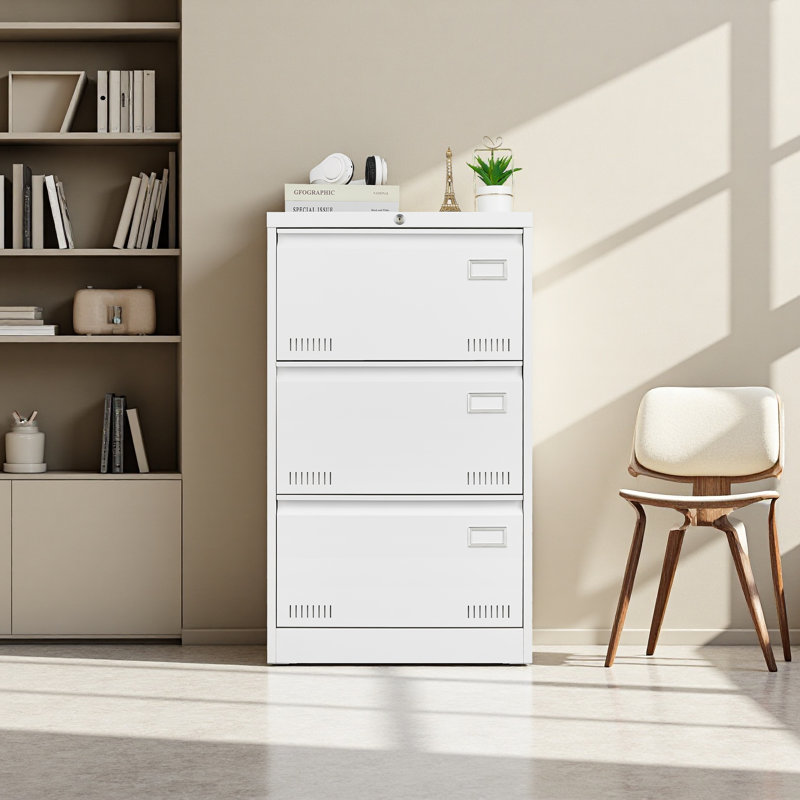 Filing Cabinet Lateral File Cabinet 3 Drawer,Locking Metal File Cabinets Three Drawer, Office Filing Cabinet With Lock Drawers