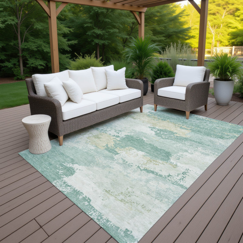 Machine Washable Indoor/Outdoor Kerwin ACN2372 Abstract Rug, Rectangle 3' x 5'