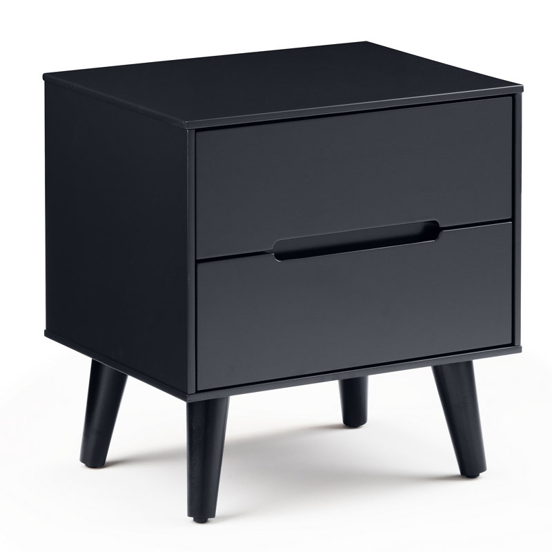 Heriberto 45cm W Bedside Table, Black
