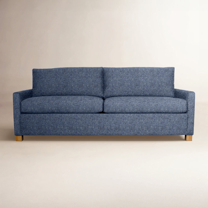 Louisa 87'' Square Arm Sofa Bed, Connelly Blue Jay Performance Tweed