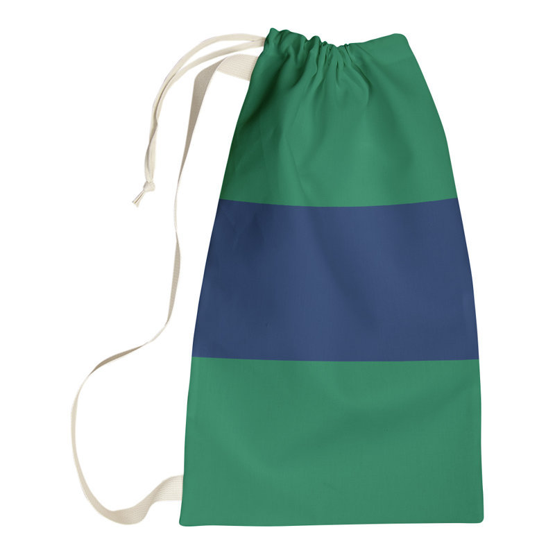 Fabric Laundry Bag with Handles, 36" H x 28" W x 1.5" D, Green/Blue/Green