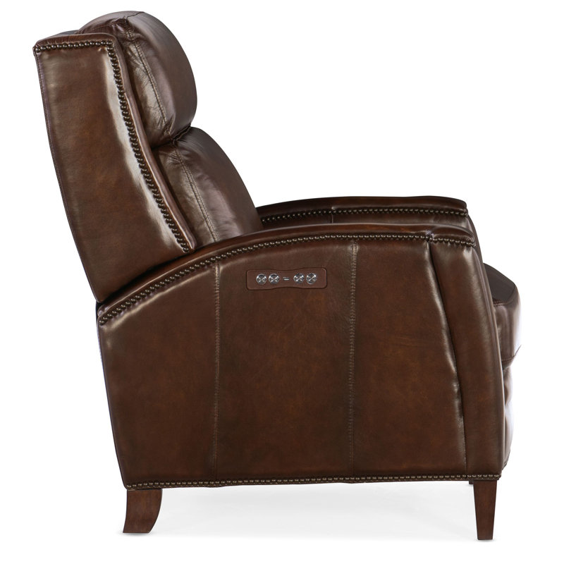 Dunsten Leather Manual Recliner, Power, Dark Brown Genuine Leather