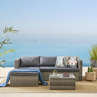 Saear 4 Seater Rattan Effect Corner Sofa Set