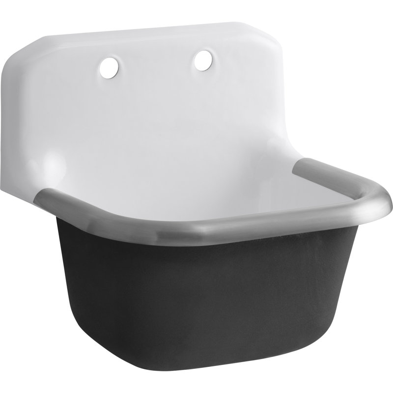 Bannon Wall Mount 24 in. Cast Iron Service, Utility, Laundry Sink in White Bannon Wall Mount 24 in. Cast Iron Service, Utility, Laundry Sink in White