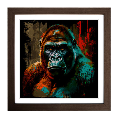 Gorilla Retro Art - Single Picture Frame Print on Wood