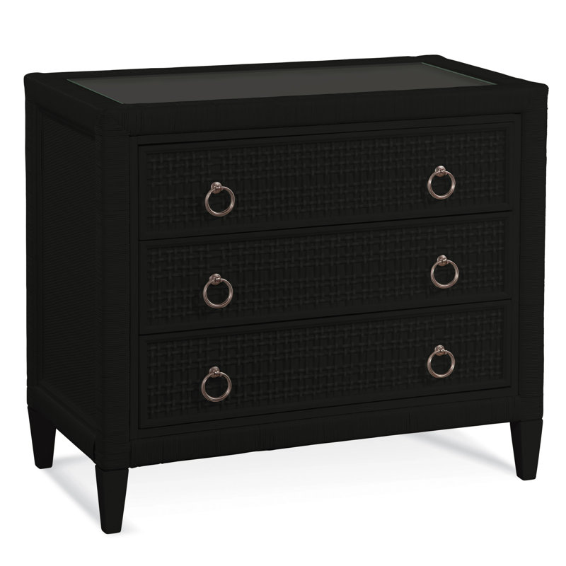 Commode 3 tiroirs Monterey, Noir, noir, noir, noir, Oui, Nickel satiné