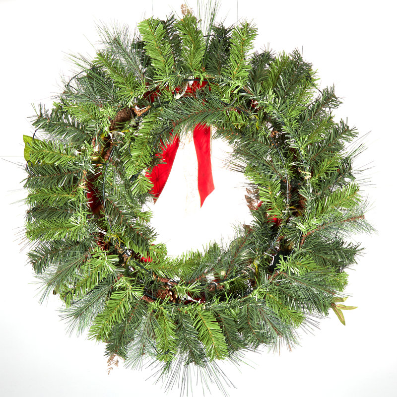 Couronne de Noël de 30 pouces avec lumières pour porte d'entrée et fenêtre de foyer