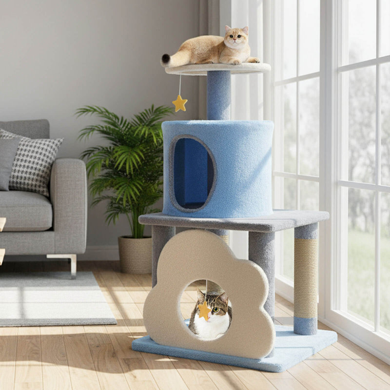 Mignon arbre à chat 31,5 po, Bleu / blanc