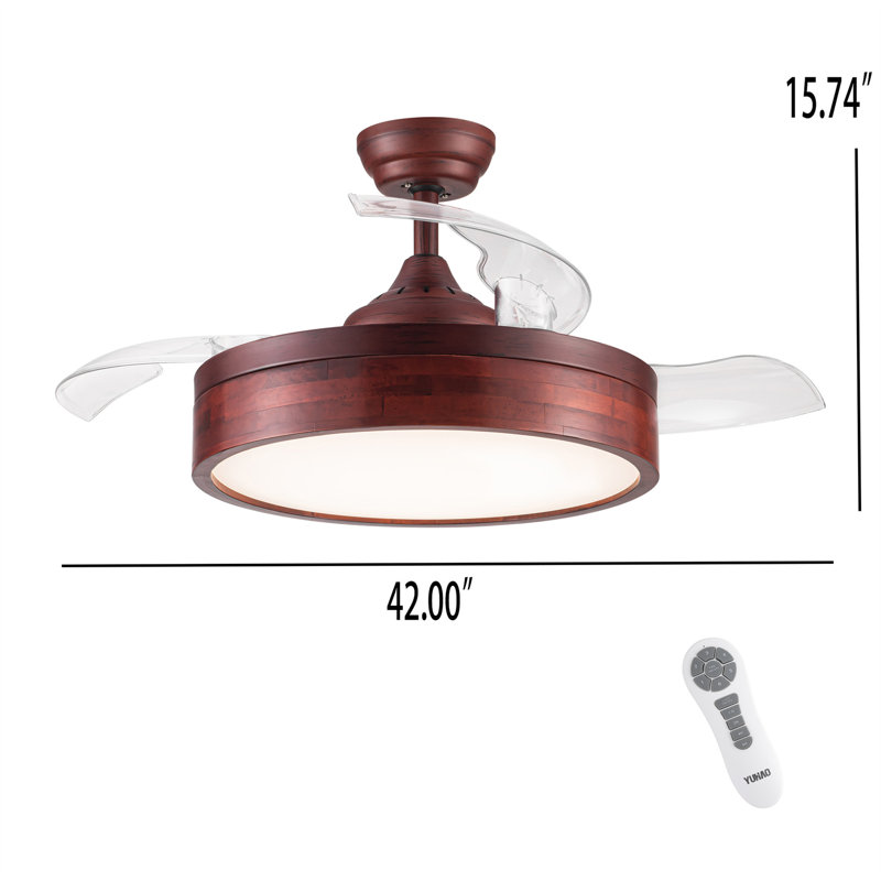Ventilateur de plafond à 3 pales rétractables à DEL avec télécommande et ensemble d'éclairage inclus