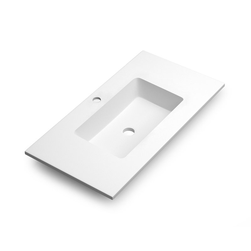 Lavabo de salle de bain rectangulaire encastrable en résine blanc mat 18,1 po DAX Mara