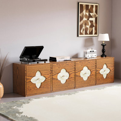 Meuble télé Mid-Century 78 po avec portes et rangement