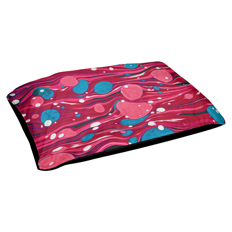 Coussin de lit paint tourbillons dog Byrge, Petit (l 28 po x P 18 po x H 6 po), Rose / Bleu, Polyester