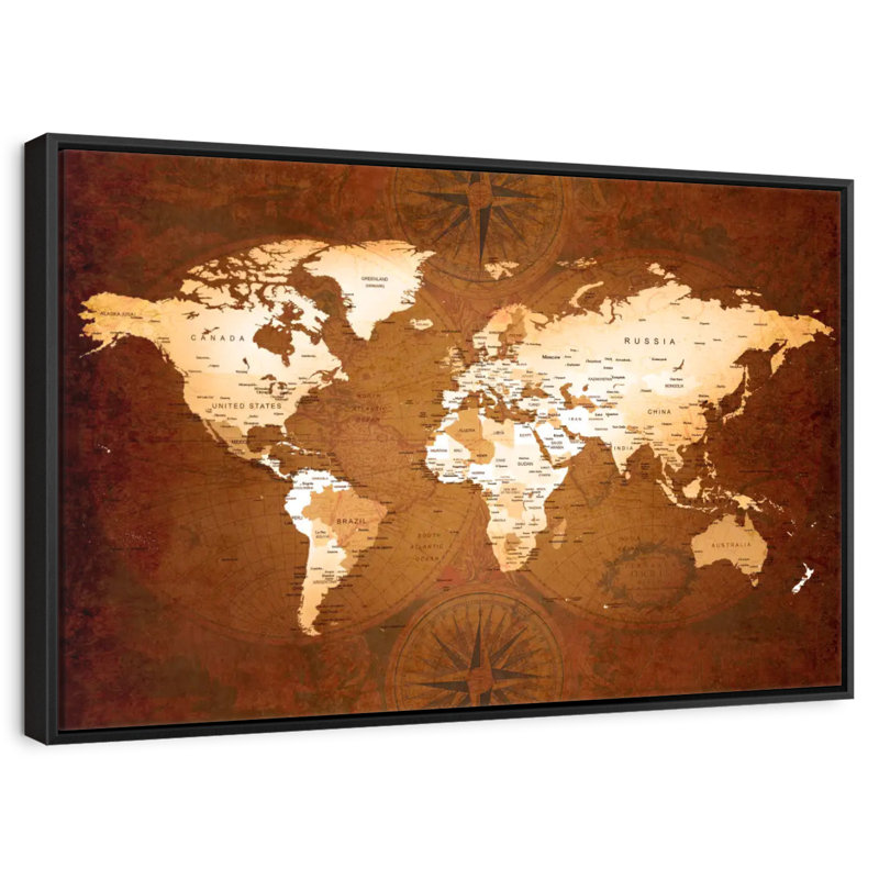 Aliaz Rare World Map, 9" H x 13" W