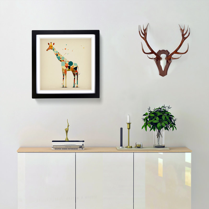 Giraffe Suprematism No.1 - Framed Print, Black