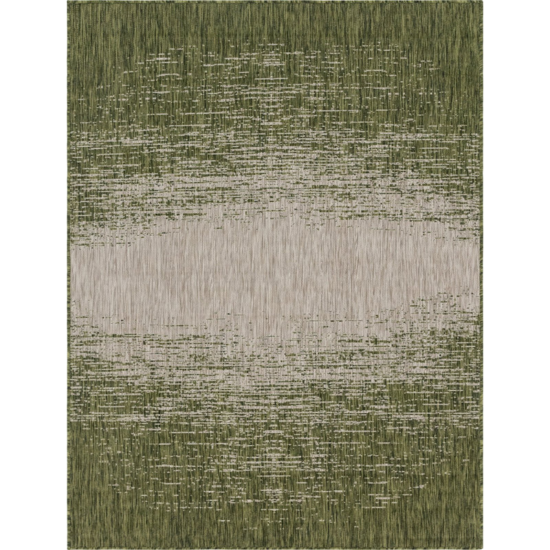 Outdoor Iris Area Rug Forest Color, Rectangle 9' x 12'