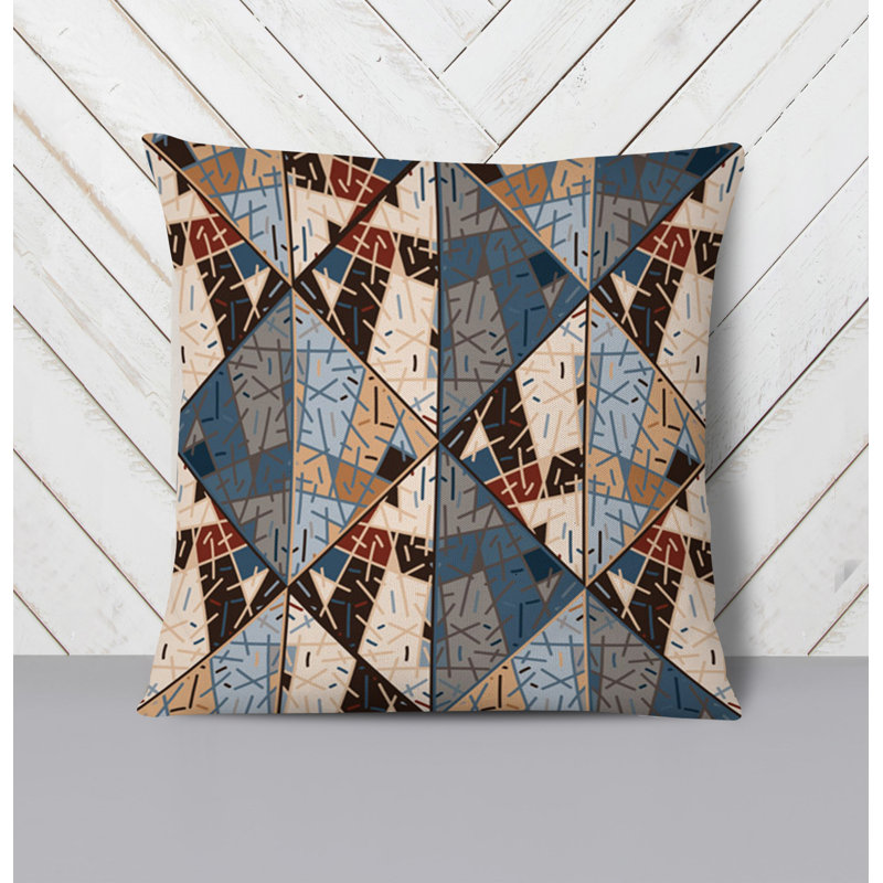 Throw Pillow With Insert, Blue/Brown Abstract 12, 20"H x 20"W