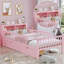 Fascinant lit simple rose avec garde-corps et espace de rangement-1726057318