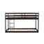 Lit simple au-dessus d'un lit mezzanine en bois d'hévéa-227576584