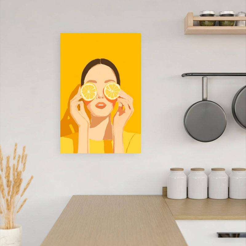 «Yellow Lemon Eyes», impression murale moderne, 18" H x 12" W