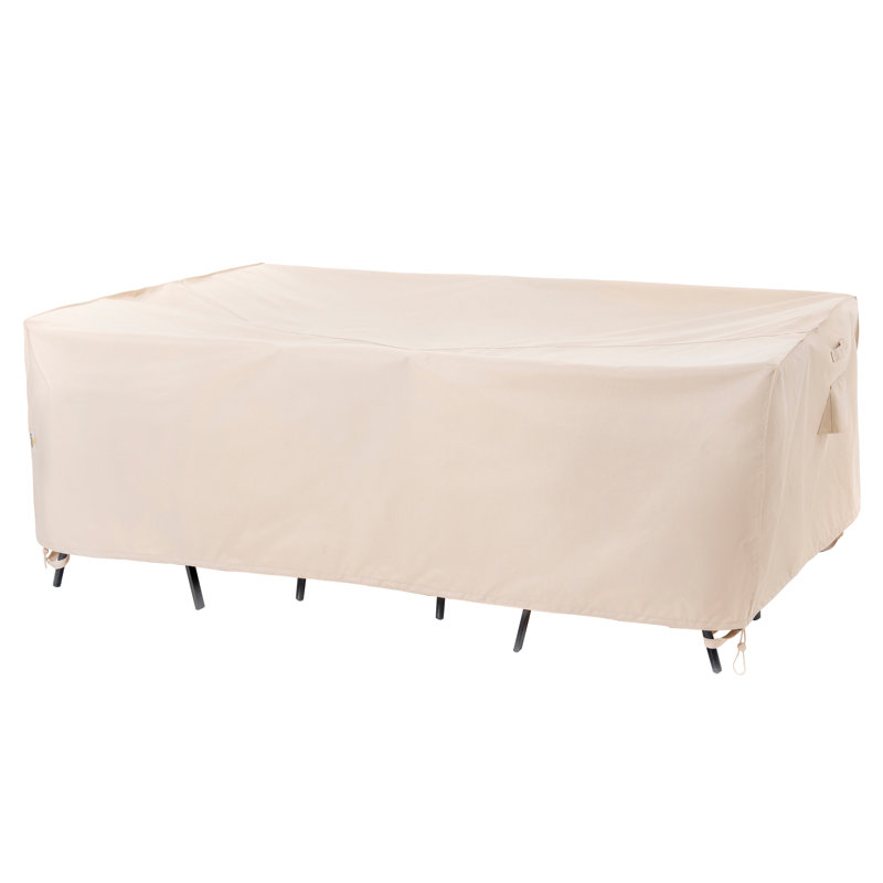 Beige Waterproof Outdoor Patio Rectangular Table Cover, 108" Wide