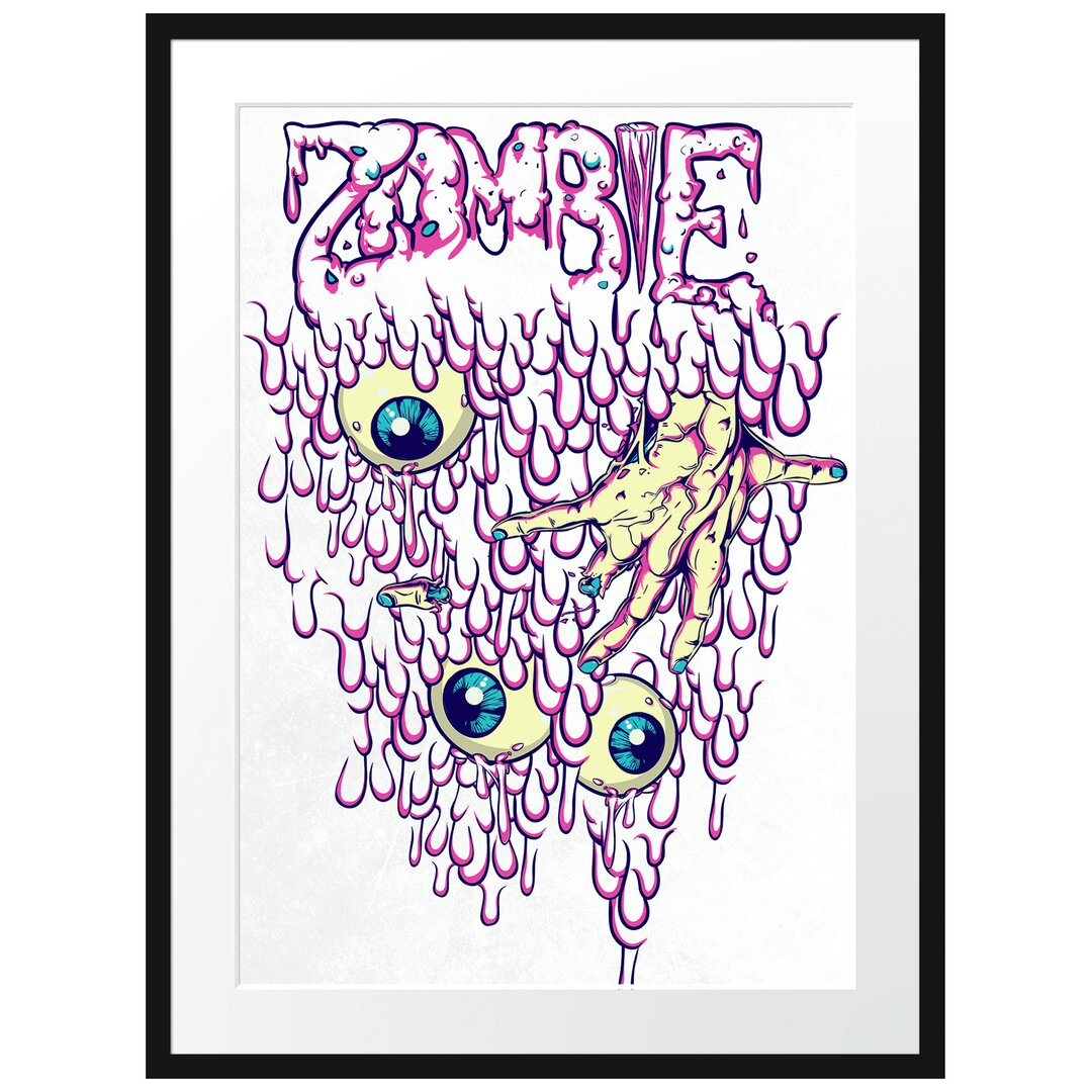 Gerahmtes Poster Zombie-Eyes White