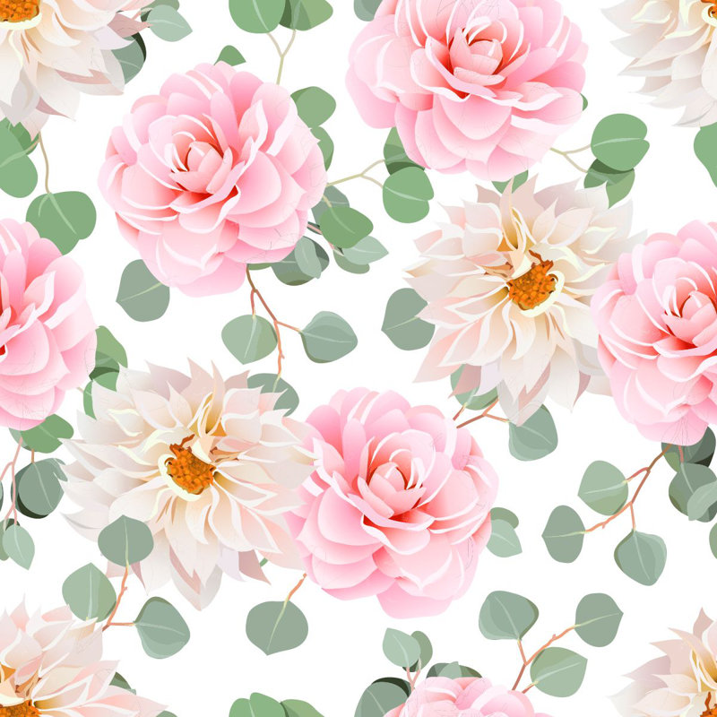 Austi Floral Wall Mural, Vinyl, 8.34" L x 100" W