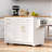 59.3" Kitchen Island With Storage 2 Pull Out Cabinet Organizers & Rubber Wood Drop Leaf, Rolling Kitchen Island With Trash Can Storage, Power Outlet, Spice & Towel Rack For Kitchen, Dining, -823858960