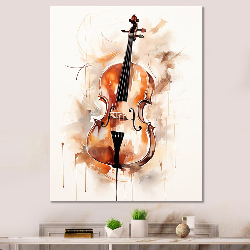 Cello Contour Rich Brown IV sur toile, H 44 po x l 34 po x P 1,5 po, Toile tendue