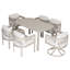 Ensemble de salle à manger d'extérieur en aluminium 7 pièces avec table ronde de 63 po pour 6 personnes