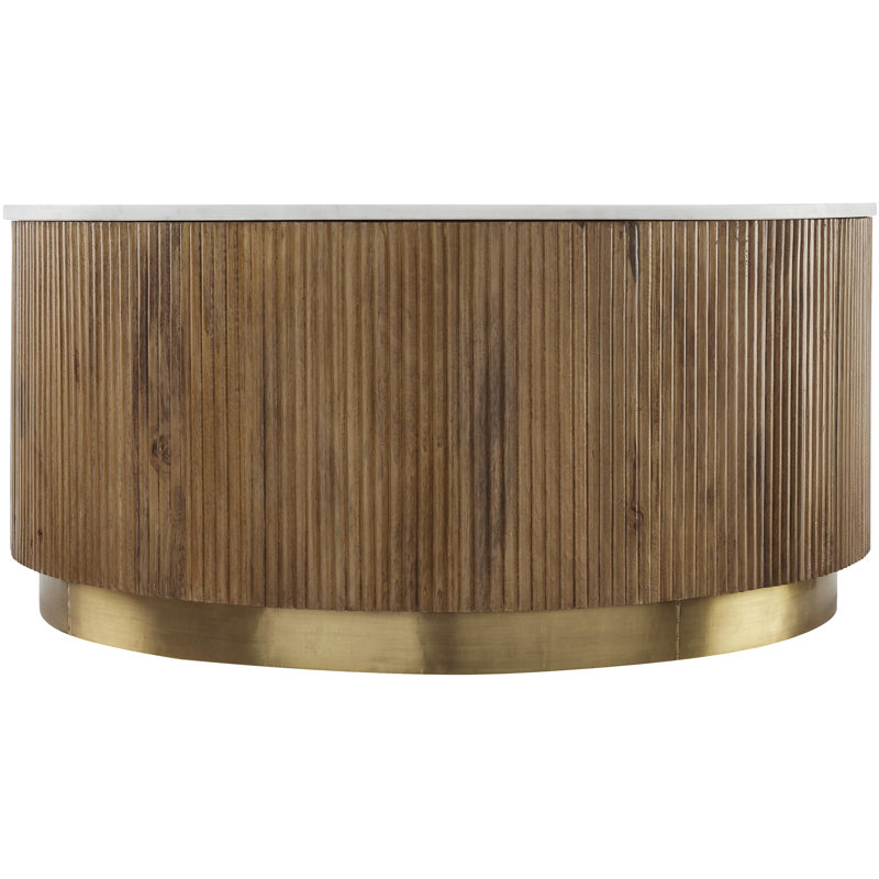 Rylee Modern Coffee Table, White Top/Brown Base