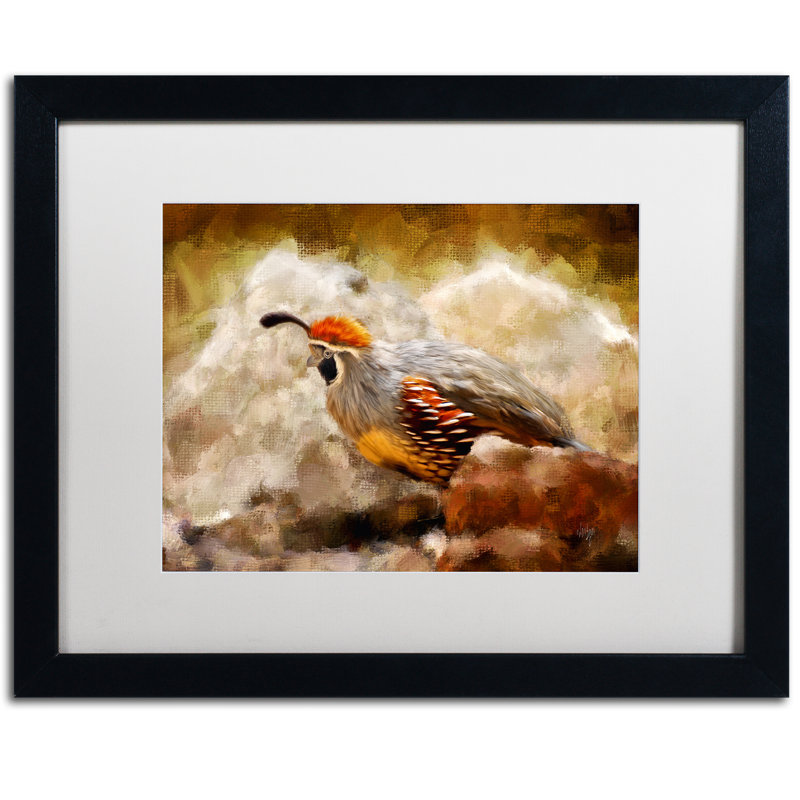 «Hurrying Quail» par Kuehn, reproduction d'art sur toile encadrée, H 16 po x l 20 po x P 0,5 po, Blanc