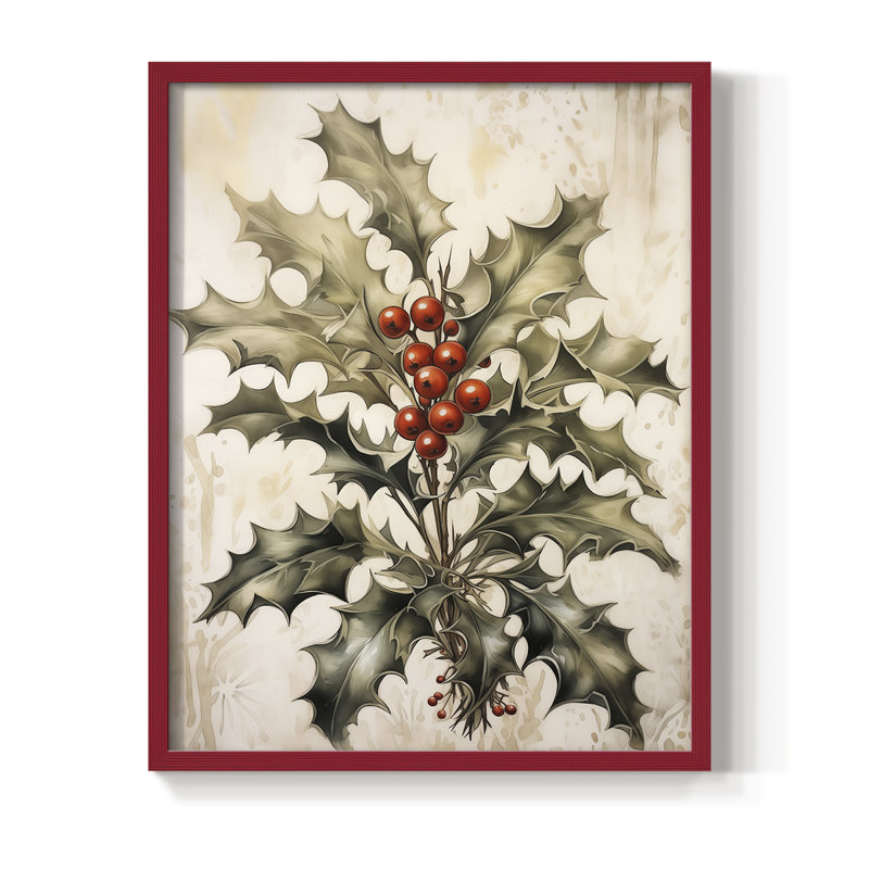 «Christmas Holiday Art» DCL XXXV, reproduction d'art encadrée - bois massif, H 21 po x l 17 po, Rouge