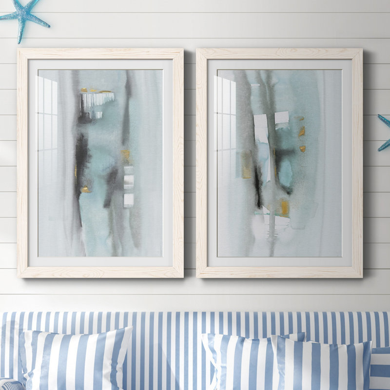 Amalfi I - ensemble de 2 reproductions d'art, H 31,5 po x l 47 po x P 1,5 po, Papier encadré blanc, Blanc