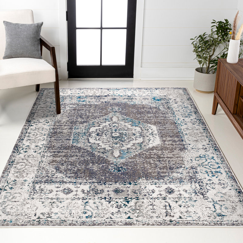 Tapis gris / ivoire Luella, Rectangle 7 pi 9 po x 10 pi