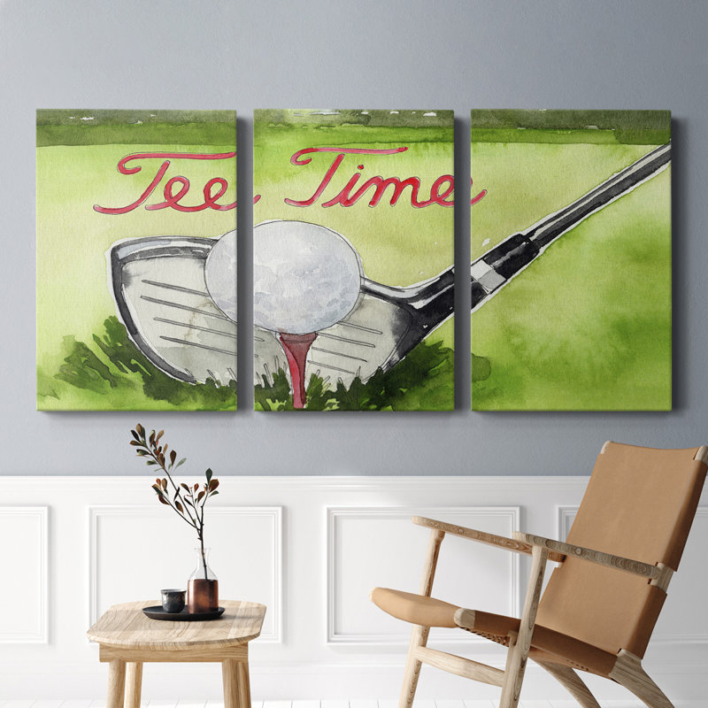 63_Tee Off Time III - Toile tendue avec châssis de qualité supérieure - prête à être accrochée, H 18 po x l 36 po x P 1 po