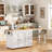 Kitchen Island With Extendable Dining Table, 3 Drawers, Power Outlet, Spice Rack And 2 Door Cabinet-249575515